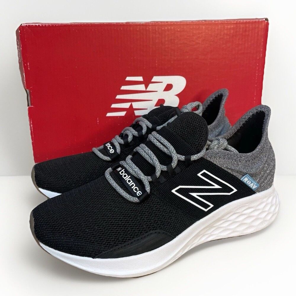 New Balance Womens 6 Fresh Foam Roav Tee Shirt Running Shoes Black/Gray WROAVTK